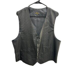 Louis Roth Large Jacquard Pattern Formal Vest Black Buttoned Goth Dark Academia